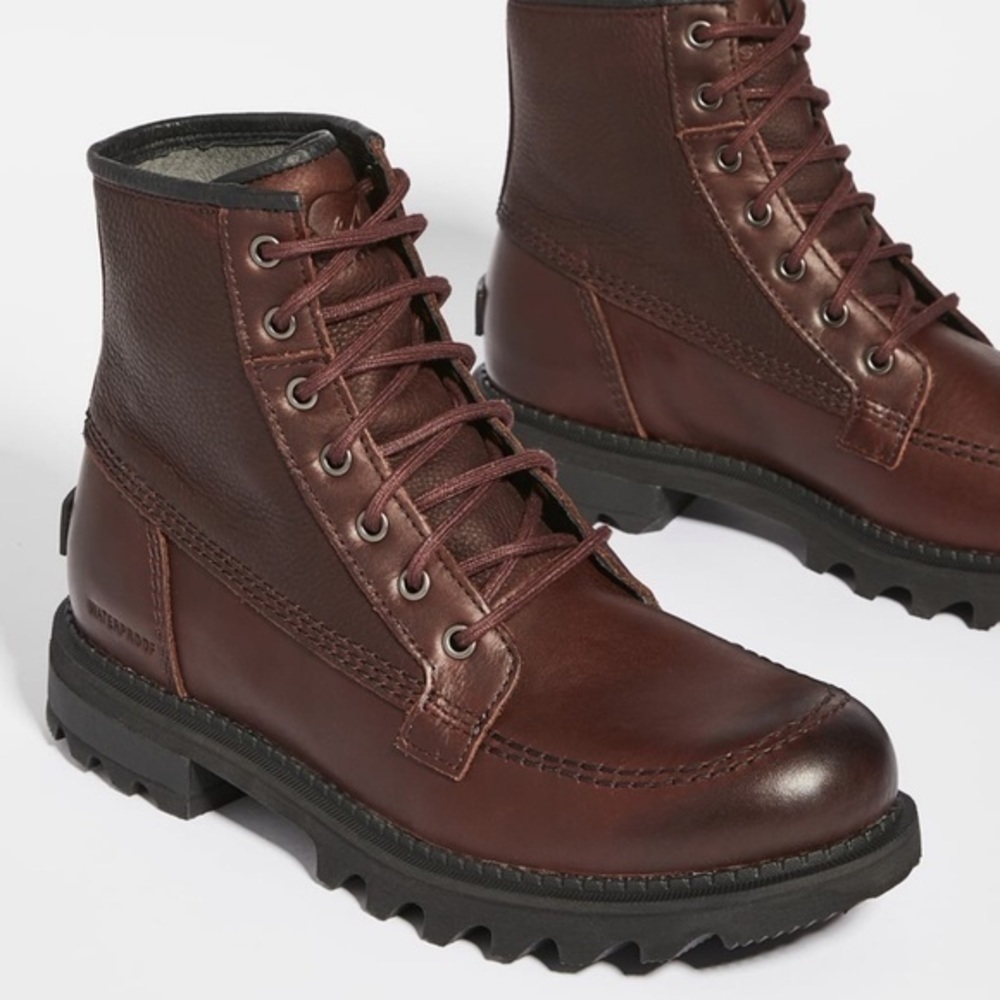 Sorel Mad Brick Six Chukka Waterproof Leather Rain Boots Redwood NIB Mens - Picture 2 of 16